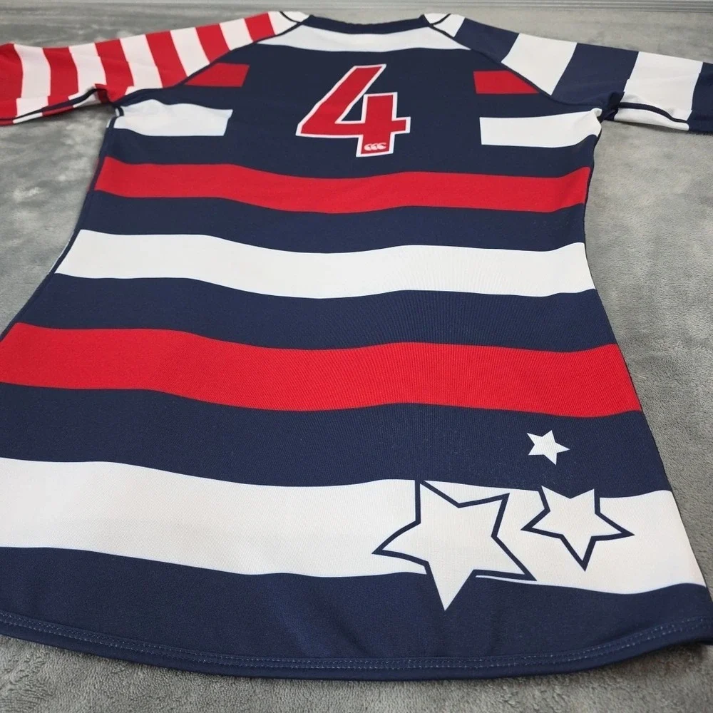 Canterbury USA Rugby Jersey Manhattan RFC #4 Men's Size L‎ Red White Blue - Picture 6 of 6